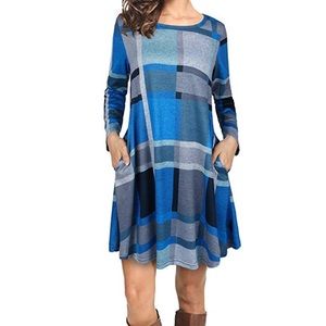 women’s loose plaid dress with pockets